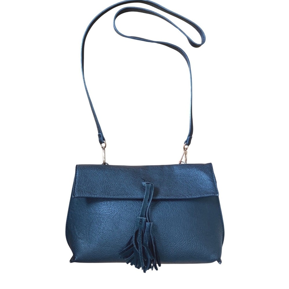 Anthropologie Convertible Black Leather Crossbody Bag‎ Tassel Flap Shoulder